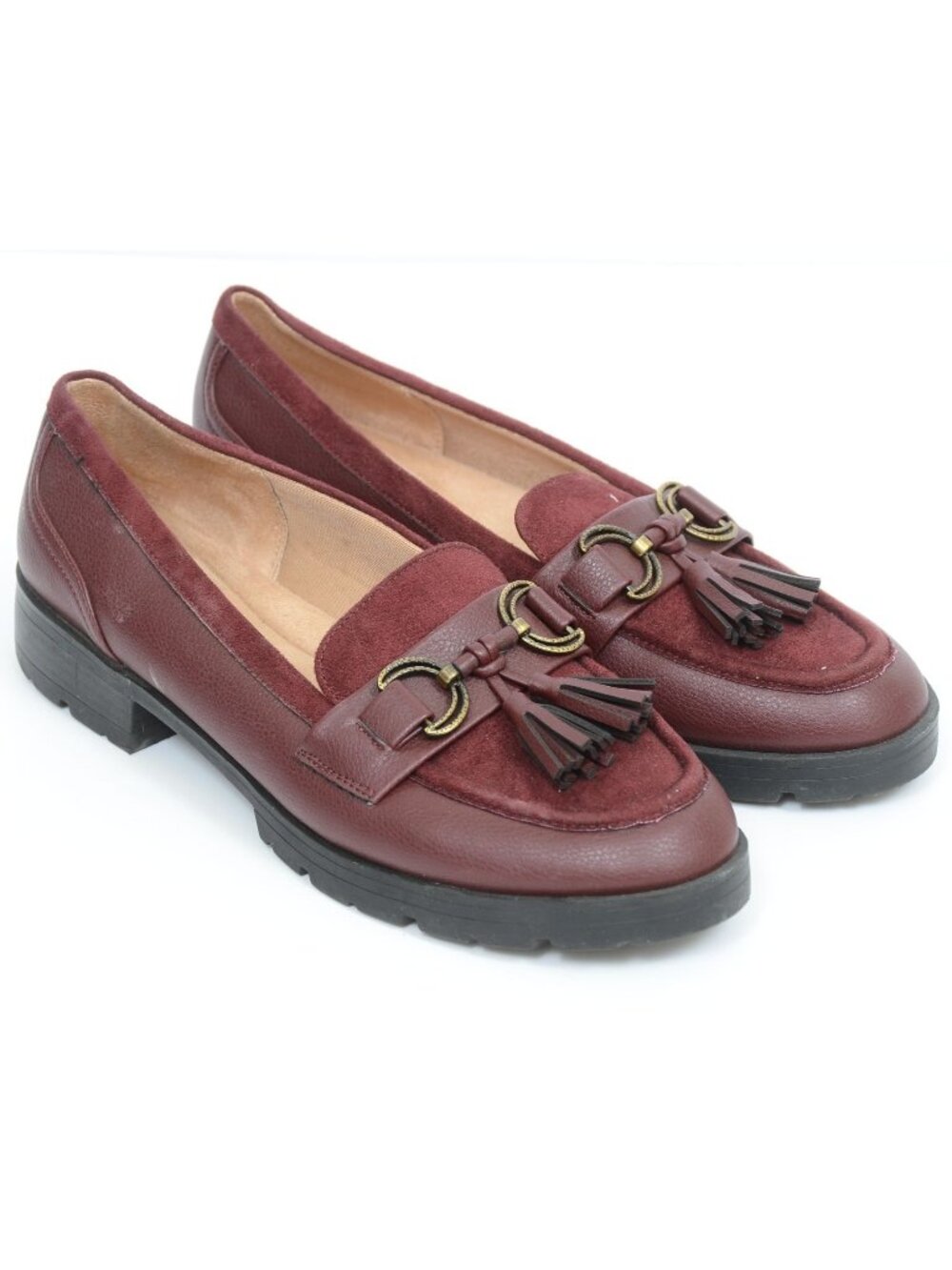 LifeStride Womens 8‎ Logan California Wine Vegan Leather Lug Sole Flat Loafer